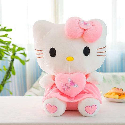 25Cm Sanrio Hello Kitty Plus Doll Toy Heart Hugging Pink Kitty Cat Cartoon Animal Plush Pacify Toys for Baby Decoration Bed Gift-1