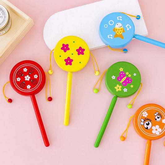 Wooden Cartoon Hand Drum Educational Toy for Children-0